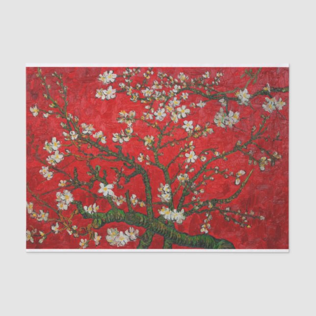 Papier Mousseline Van Gogh Almond Blossoms Rouge (Recto)