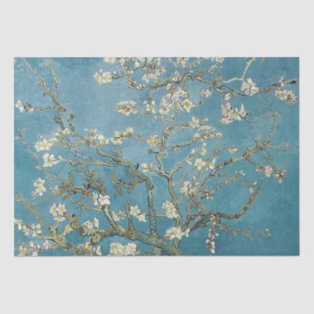 Papier Mousseline Van Gogh Almond Blossoms Turquoise (Recto)