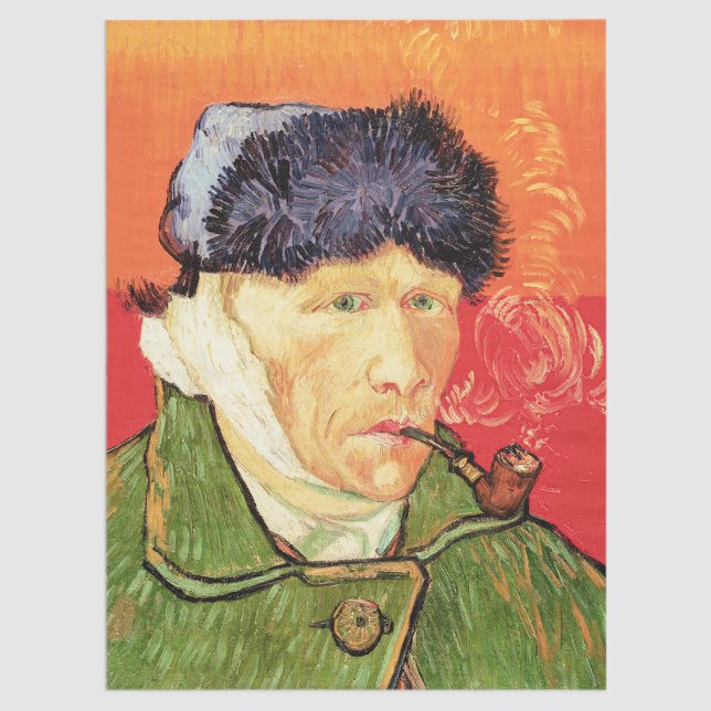 Papier Mousseline Van Gogh - Autoportrait avec oreille et tuyau en b (Créateur téléchargé)