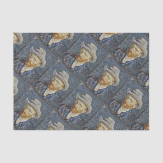 Papier Mousseline Van Gogh Autoportrait Gris Sens Casquette Peinture (Recto)