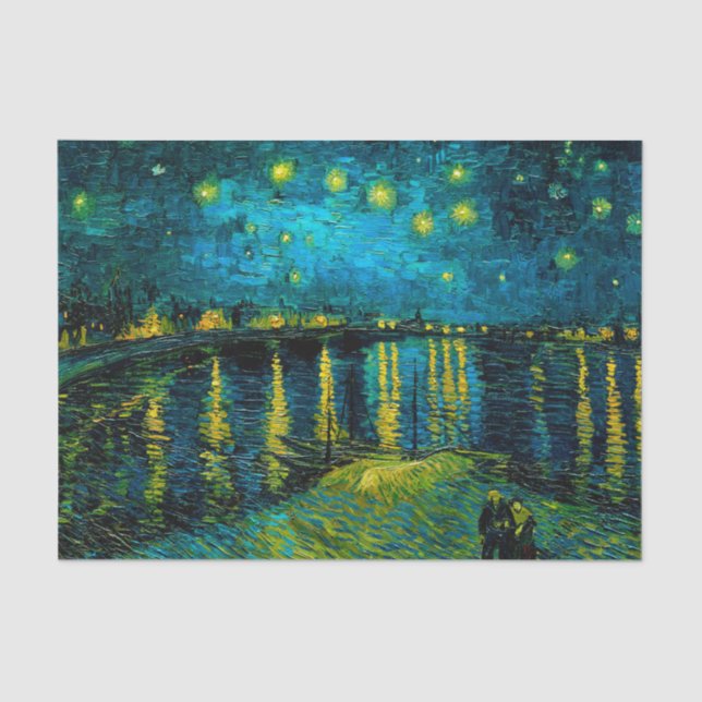 Papier Mousseline Van Gogh Nuit étoilée sur le Rhône (Recto)