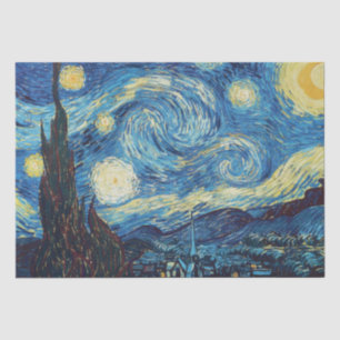 Papier Mousseline Van Gogh Nuit étoilée Vintage Bleu Chef-d'œuvre