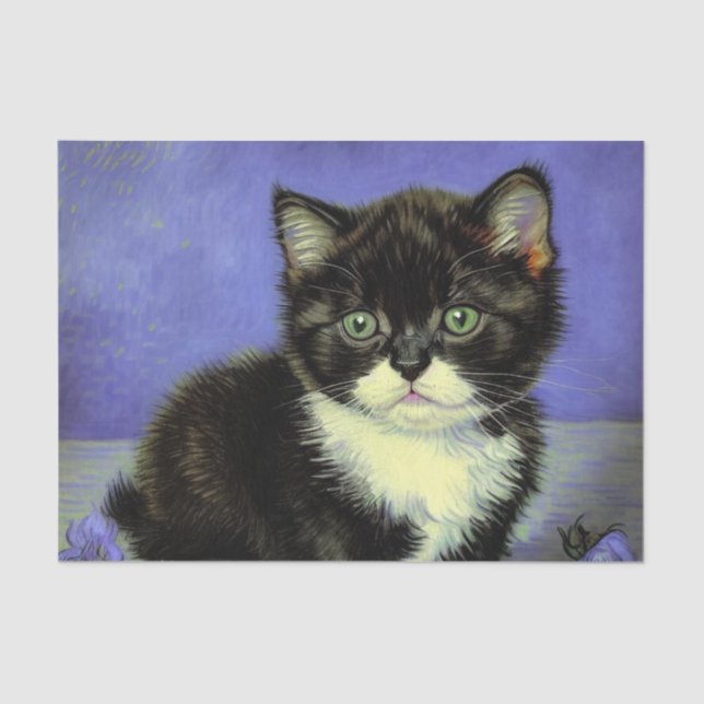 Papier Mousseline Van Gogh Tuxedo Kitten (Recto)