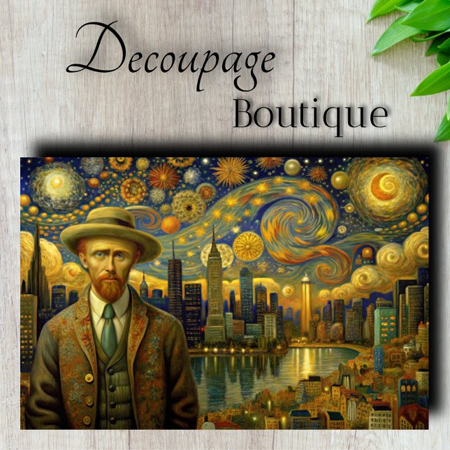 Papier Mousseline Van Gogh Ville Moderne Découpage (Van Gogh Modern City Decoupage Tissue Paper)
