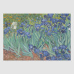 Papier Mousseline Van Gogh Vintage Irises<br><div class="desc">Ce beau produit est inspiré par Irises peint par Vincent van Gogh en 1889. L'image est ornée d'iris bleus aux tiges vertes et de feuilles aux pointes pointues plantées en terre rouge-brun.</div>