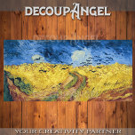 Papier Mousseline Van Gogh - Wheatfield with Crows Decoupage<br><div class="desc">Ce papier de tissu pour découpage présente le "Wheatfield with Crows" de Van Gogh, un paysage intense et évocateur rempli de champs de blé doré sous un ciel orageux. Les bleus et les gris profonds des nuages tourbillonnants contrastent avec les champs jaunes vibrants, créant une atmosphère dramatique et émotionnelle. Un...</div>