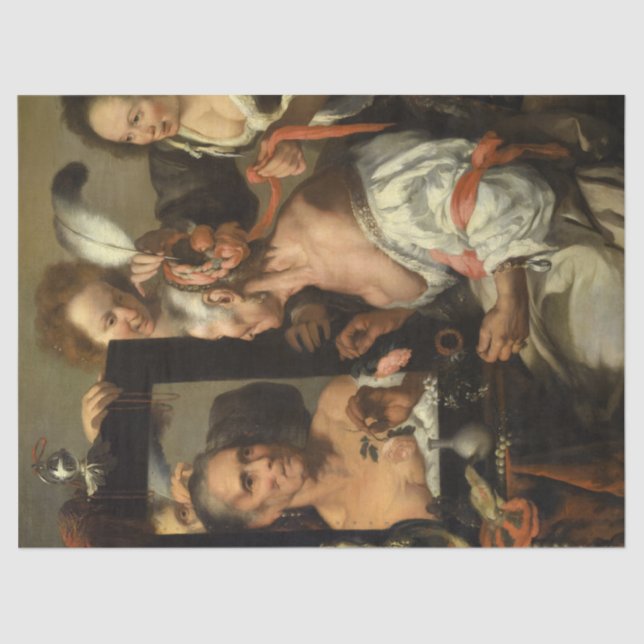 Papier Mousseline Vanitas, La vieille coquette par Bernardo Strozzi (Recto)