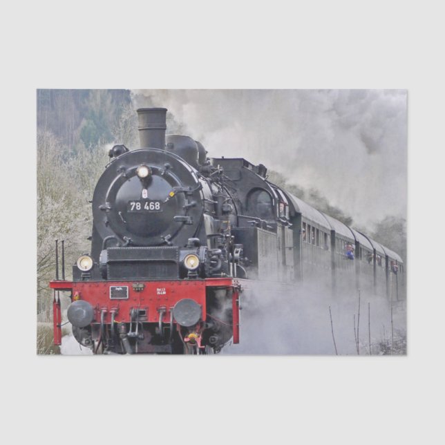 Papier Mousseline Vapeur de train vintage Locomotive Photo (Recto)