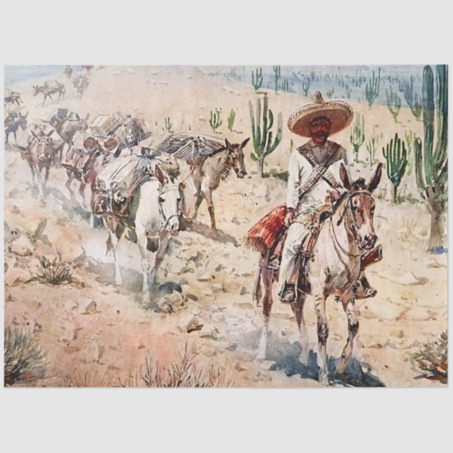 Papier Mousseline "Vaquero Pack Train" par Edward Borein (Recto)