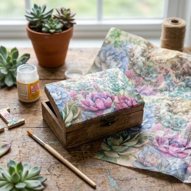 Papier Mousseline Variété de Succulentes (Créateur téléchargé)