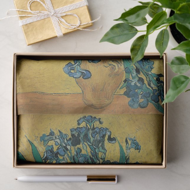 Papier Mousseline Vase de fleurs avec iris de Vincent van Gogh (Cadeau)