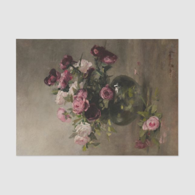 Papier Mousseline Vase de Roses par Eva Gonzales Tissue Paper (Recto)