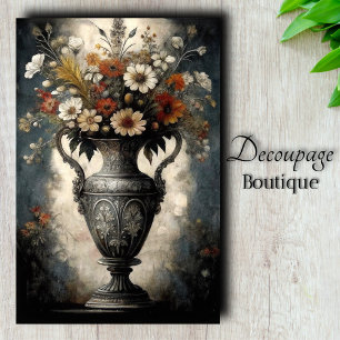 Papier Mousseline Vase en argent découpage floral baroque gothique