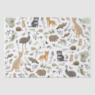 Papier Mousseline Végétal mignon Animaux australiens Garçon Bébé Ann