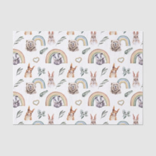 Papier Mousseline Végétation boisée   Animaux forestiers et arcs-en-