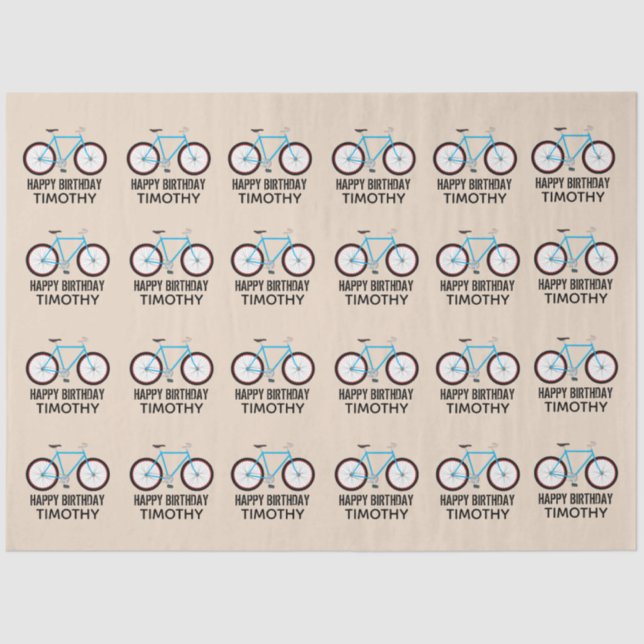 Papier Mousseline Vélo Conception Vélo Anniversaire Nom personnalisé (Recto)