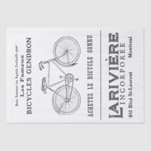 Papier Mousseline Vélo vintage Et Texte Français Découpage Montréal