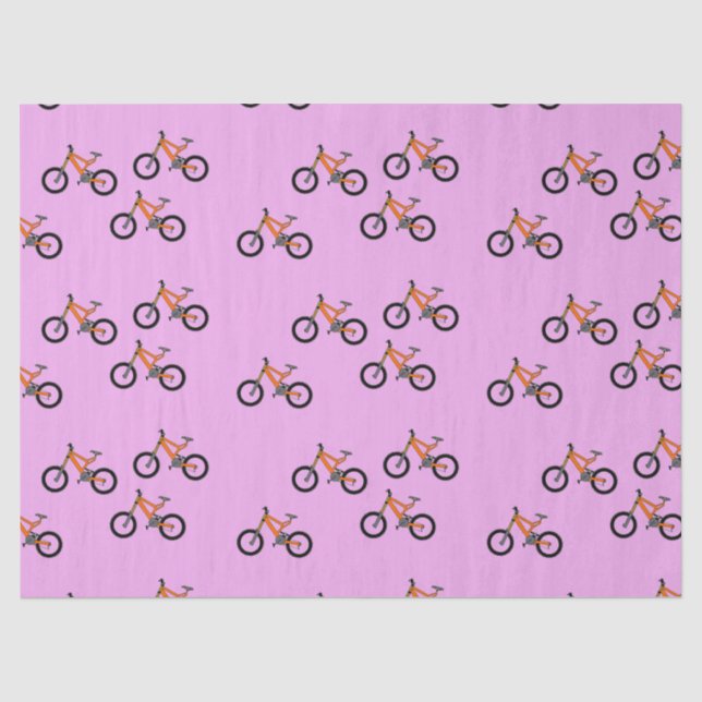 Papier Mousseline Vélos motif sur rose (Recto)