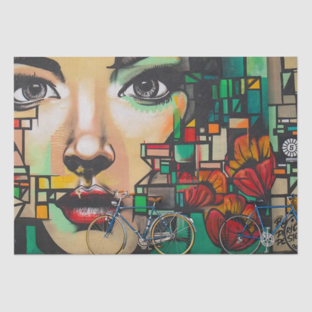 Papier Mousseline Vélos sur le mur de Graffiti (Recto)