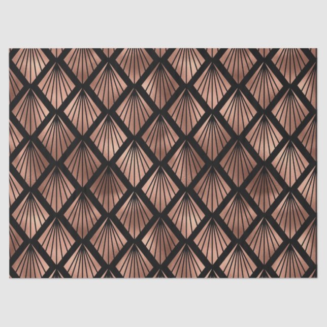Papier Mousseline Ventilateurs rose Gold Art Déco sur Découpage noir (Recto)