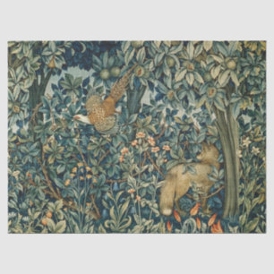 Papier Mousseline VERDURE, ANIMAUX FORESTIERS Pheasant, Fox, Vert Fl