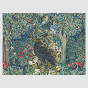 PAPIER MOUSSELINE VERDURE, ANIMAUX FORESTIERS, RAVÉS EN FLORAL VERT