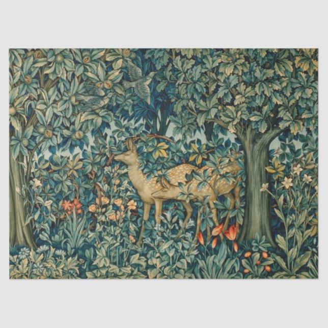 Papier Mousseline VERDURE, LES ANIMAUX FORESTIERS FONT Noël Floral (Recto)