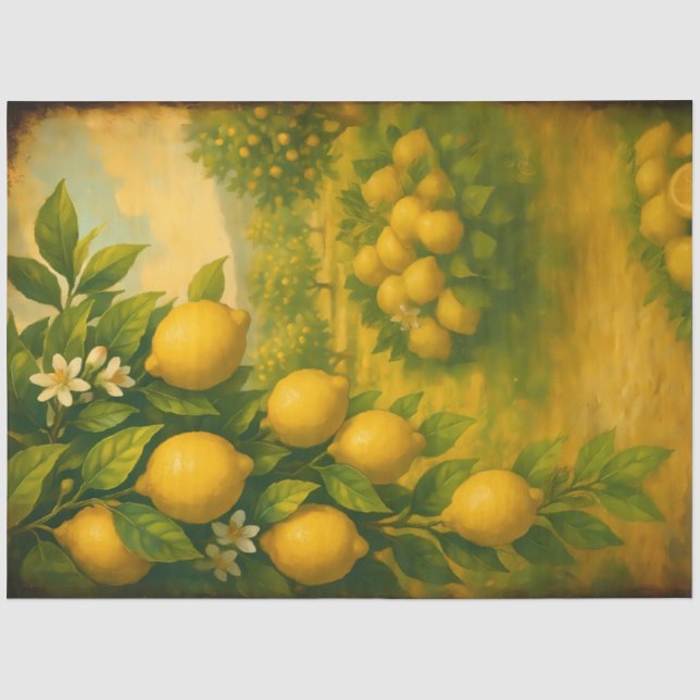 Papier Mousseline Verger de Citronniers Découpage (Recto)