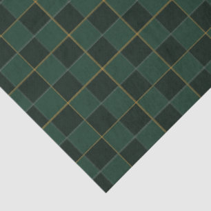 Papier Mousseline Vérification élégante verte et dorée