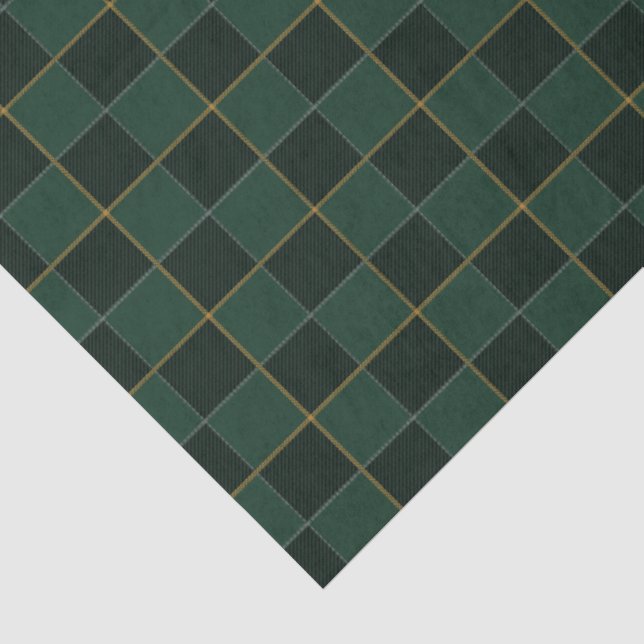 Papier Mousseline Vérification élégante verte et dorée (Détail)