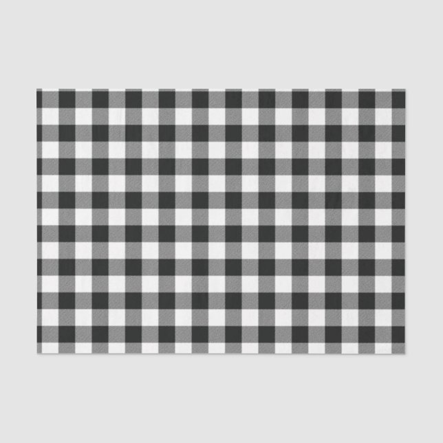 Papier Mousseline Vérifications de buffle noir et blanc modernes (Recto)