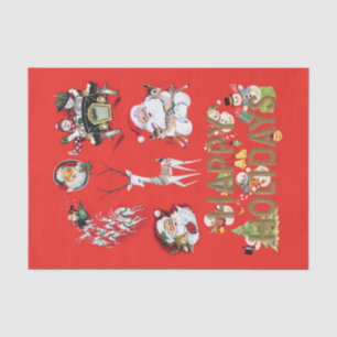 Papier Mousseline Véritable (pas AI) Art de Noël rétro Vintage