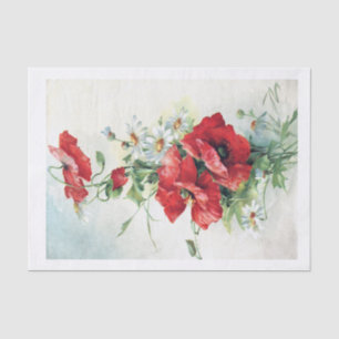 Papier Mousseline Véritable (pas AI) Vintage Poppies rouges de carte