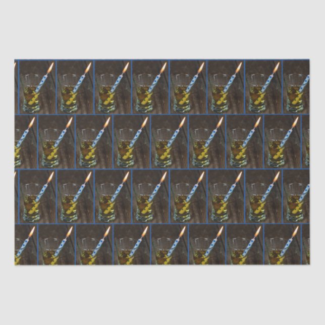 Papier Mousseline Verre à whisky avec bougie d'anniversaire (Recto)