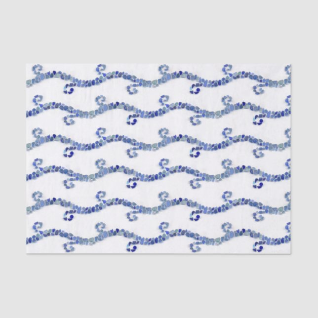 Papier Mousseline Verre de mer - vagues de bleu (Recto)