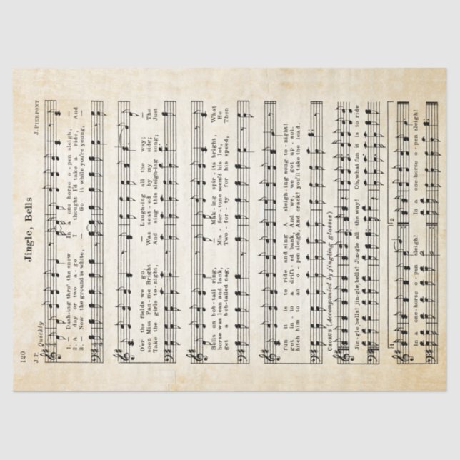 Papier Mousseline Version 1850 Jingle, Bells Tissue Paper Decoupage (Recto)