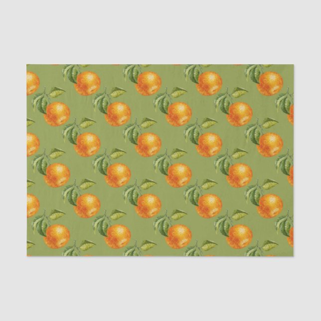 Papier Mousseline Vert avec des oranges (Recto)