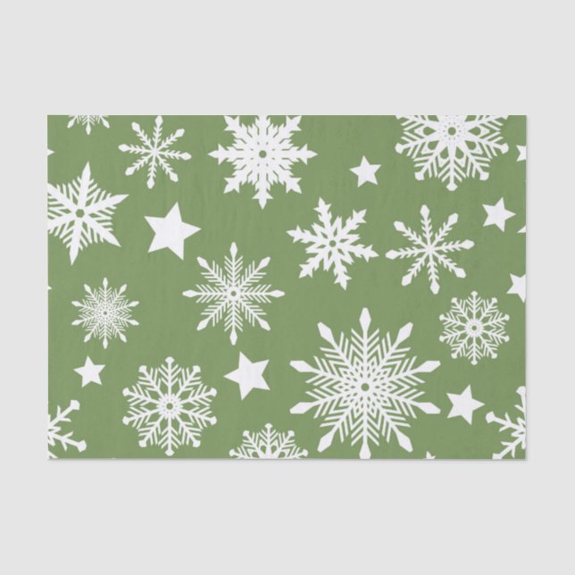 PAPIER MOUSSELINE VERT AVEC LAVAGES BLANCS D'HIVER (Recto)