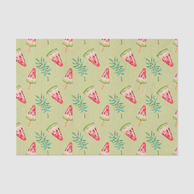 Papier Mousseline Vert avec Motif WaterMelon (Recto)