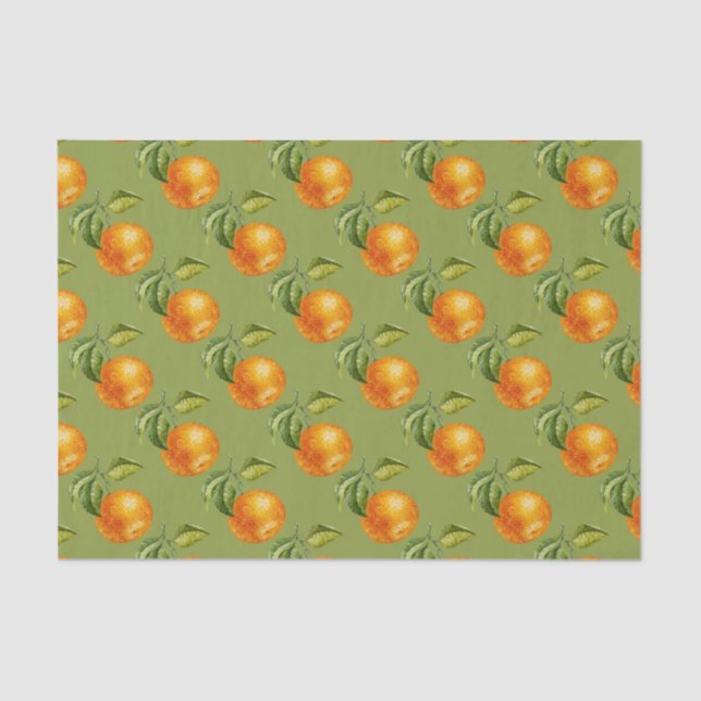 Papier Mousseline Vert avec oranges (Recto)