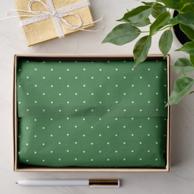 Papier Mousseline Vert & Blanc Mini Points de Noël Fêtes (Cadeau)