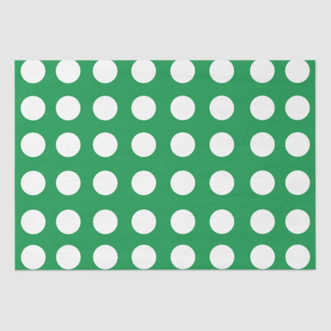 Papier Mousseline Vert blanc Polka Dot Classic Élégant (Recto)