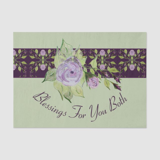Papier Mousseline Vert Clair Avec Violet (Recto)