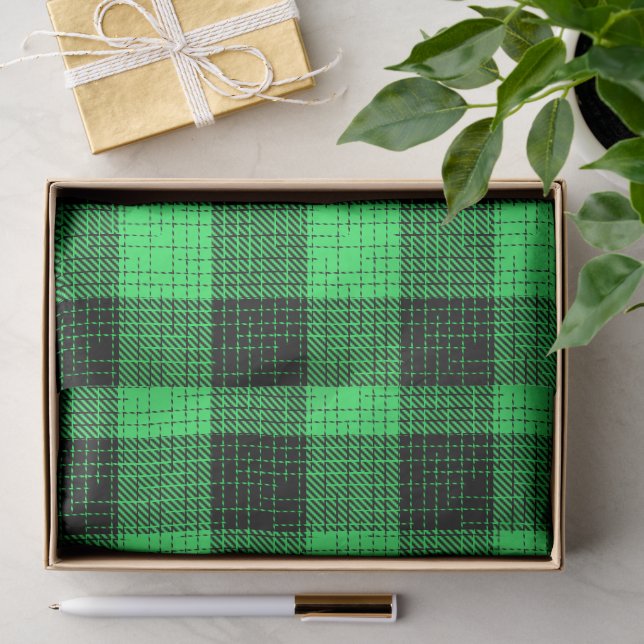Papier Mousseline Vert Croix Échiquier Noir Buffalo (Cadeau)