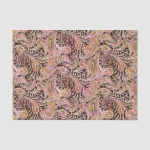Papier Mousseline Vert de rose de prune de motif de Paisley