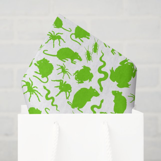 Papier Mousseline Vert Déplaisant crâne Critère Rats Motif d'horreur (Sac cadeau)