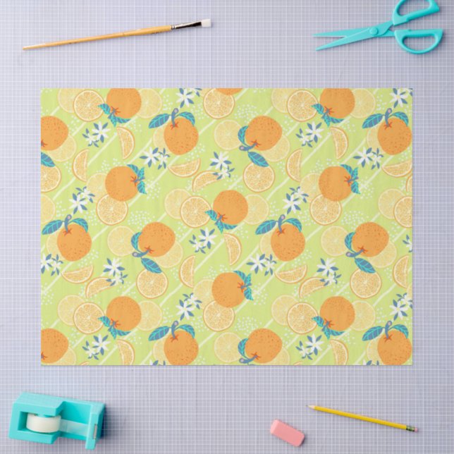 Papier Mousseline Vert d'été orange (Artisanat)