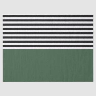 Papier Mousseline Vert émeraude foncé avec bandes noires et blanches
