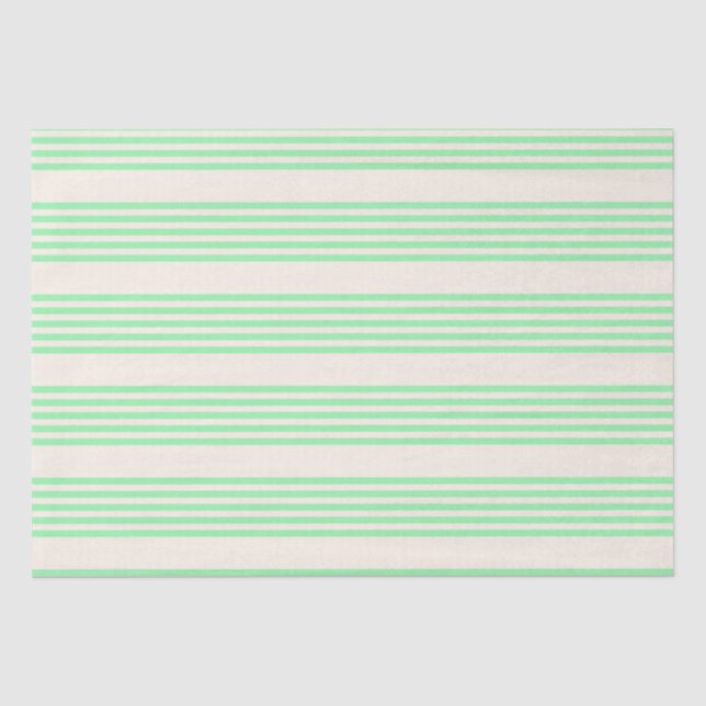 Papier Mousseline Vert et beige cinq rayures motif (Recto)