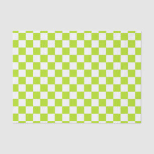 Papier Mousseline Vert et blanc de chaux Checkered